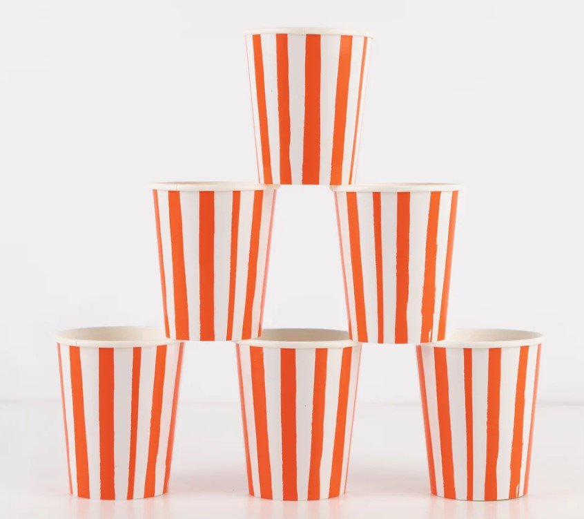 Red Stripe Cups (x 8)