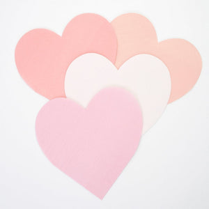 Pink Tone Large Heart Napkins (set of 20)