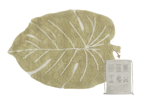 Alfombra Lavable Mini Monstera Olive