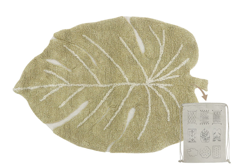 Alfombra Lavable Mini Monstera Olive
