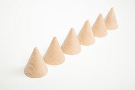 6 Conos en madera natural