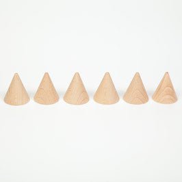 6 Conos en madera natural
