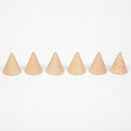 6 Conos en madera natural