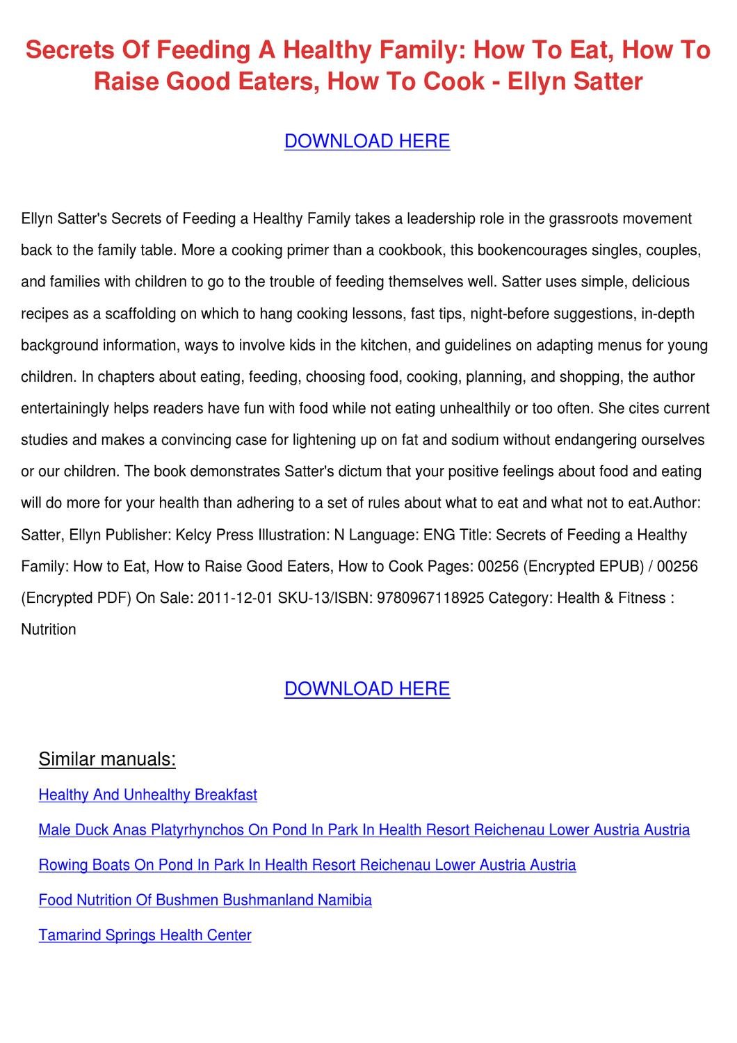 Secrets of Feeding a Healthy Family